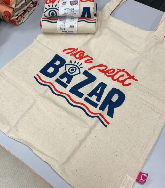 Tote bag en toile imprimé « mon petit bazar »